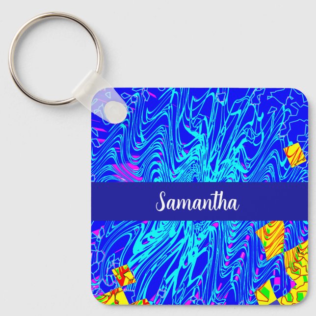Färgning av modern blå Abstrakt Nyckelring (Framsida)