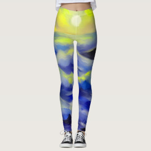 Färgning av mörk blått havet vinkarare under sol leggings