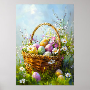 Färgning av påsk Basket Poster