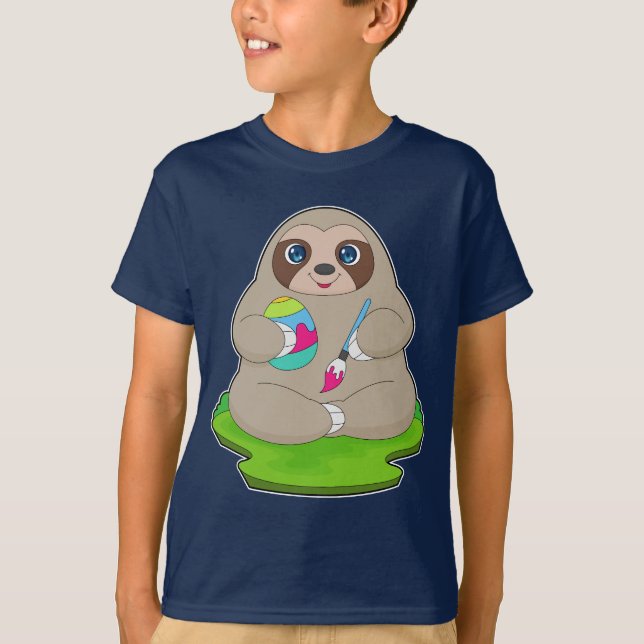 Färgning av Påskägget Sloth Påsk T Shirt (Framsida)