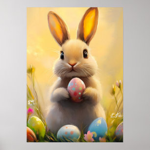 Färgning av påskhare Porträtt Poster