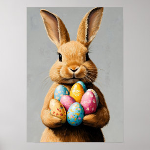 Färgning av påskhare Porträtt Poster