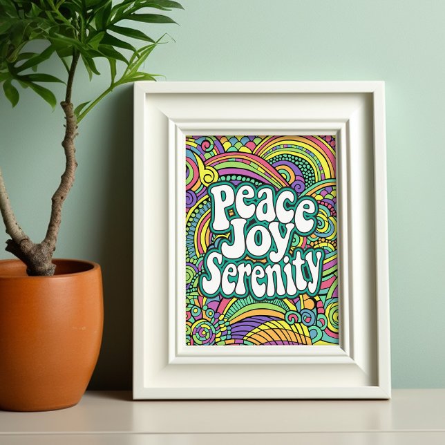 Färgning av Peace Joy Serenity Abstrakt Mönster Vu Vykort (Coloring page - peace joy serenity)