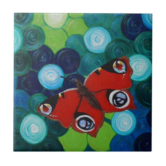 Färgning av peacock Butterfly Kakelplatta (Framsidan)