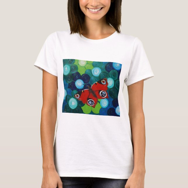 Färgning av peacock Butterfly Tee Shirt (Framsida)