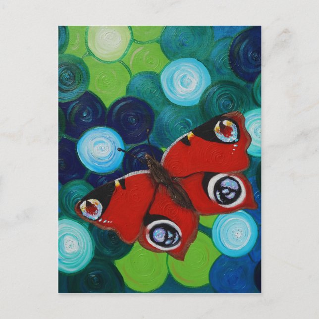 Färgning av peacock Butterfly Vykort (Framsida)