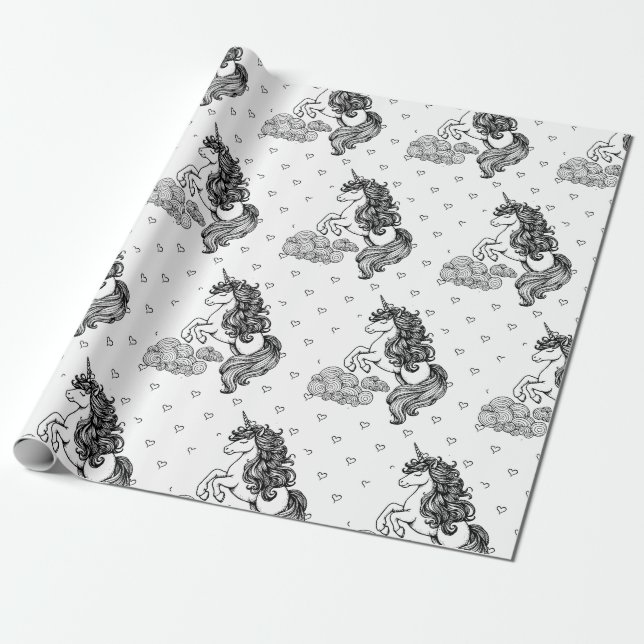 Färgning av Personligen Cute Whimsiic Unicorn Kids Presentpapper (Utrullad)