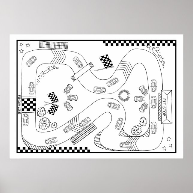 Färgning av Racetrack-motorvagnar Poster (Framsidan)