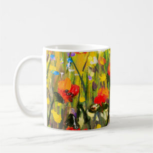 Färgning av Red Poppies Fält Abstrakt Kaffemugg