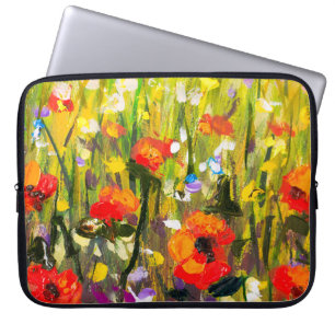 Färgning av Red Poppies Fält Abstrakt Laptop Fodral