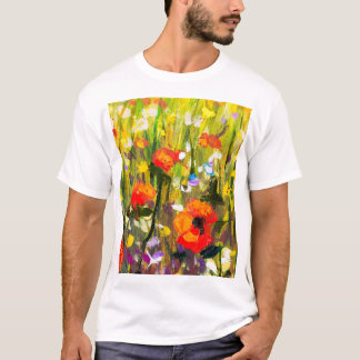 Färgning av Red Poppies Fält Abstrakt T Shirt