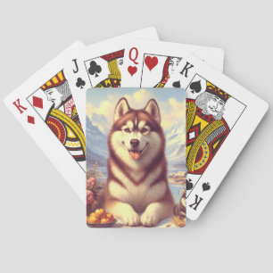 Färgning av Retro Siberian husky Casinokort