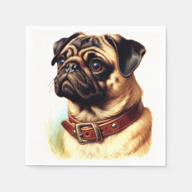 Färgning av returknapp för Cute Pug Pappersservett (Framsidan)