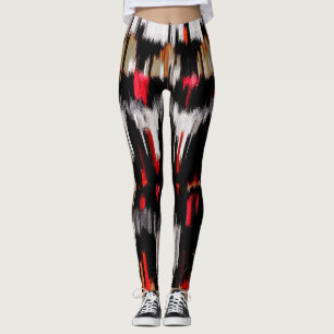 Färgning av röd vit svart vit Abstrakt Leggings