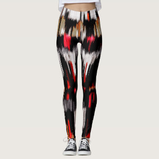 Färgning av röd vit svart vit Abstrakt Leggings