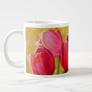Färgning av rosa och rödtulpaner jumbo mugg