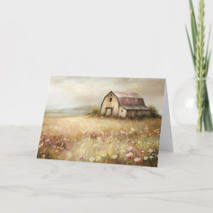 Färgning av Rustic White Barn Wildblomma Fält Kort