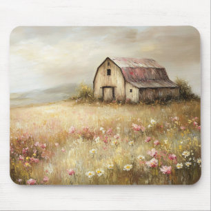 Färgning av Rustic White Barn Wildblomma Fält Musmatta