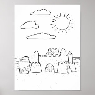 Färgning av Sandcastle-Vuxen Poster