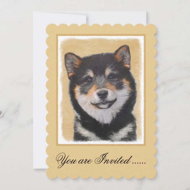 Färgning av Shiba Inu (svart och tonvis) - Hund Ar Inbjudningar (Framsida)