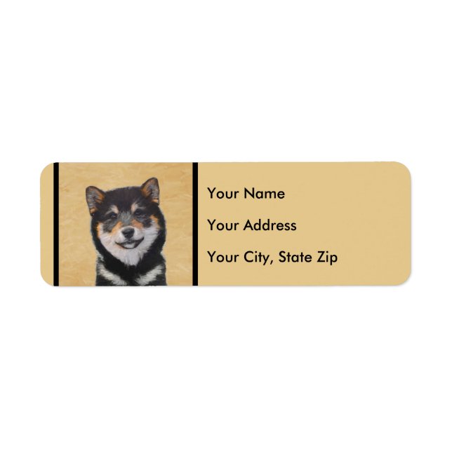 Färgning av Shiba Inu (svart och tonvis) - Hund Ar Returadress Etikett (Framsidan)