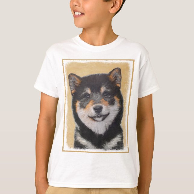 Färgning av Shiba Inu (svart och tonvis) - Hund Ar T Shirt (Framsida)