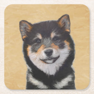 Färgning av Shiba Inu (svart och tonvis) - Hund Ar Underlägg Papper Kvadrat