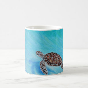 Färgning av simming Sea Turtle Kaffemugg