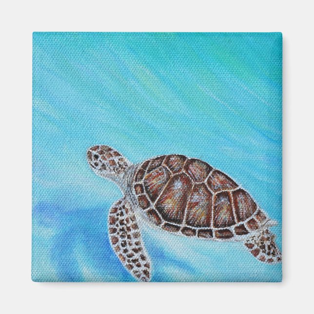 Färgning av simming Sea Turtle Magnet (Framsidan)