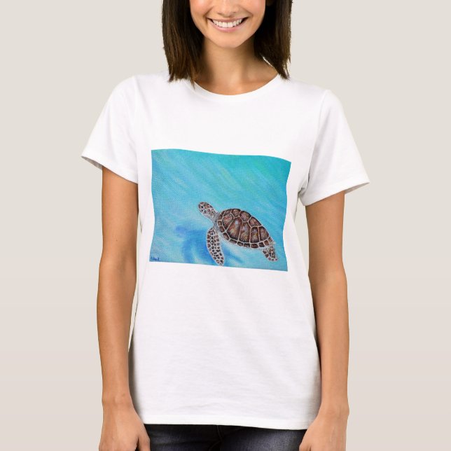 Färgning av simming Sea Turtle T Shirt (Framsida)