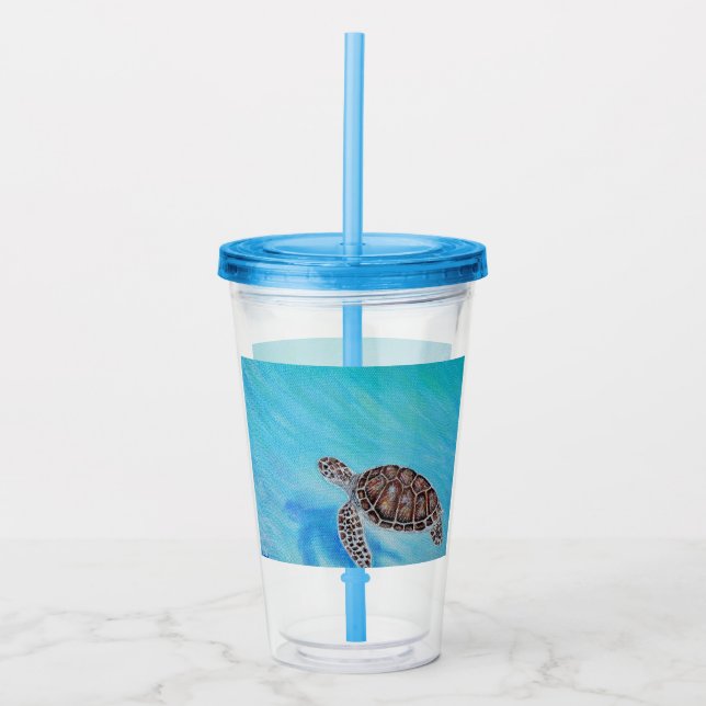 Färgning av simming Sea Turtle Take Away Mugg (Framsida)