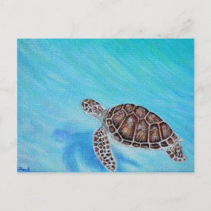 Färgning av simming Sea Turtle Vykort