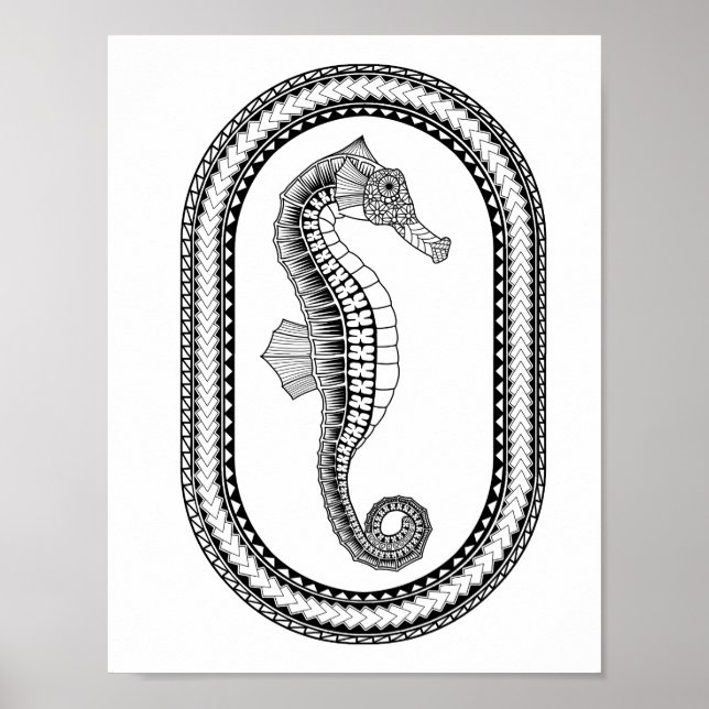 Färgning av sjöhästen Poster Vuxen (Framsidan)