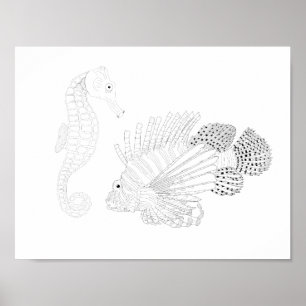 Färgning av sjölivets Vuxen Poster