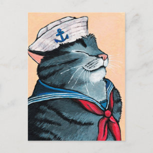 Färgning av sjömil Nautical Tabby katt Vykort