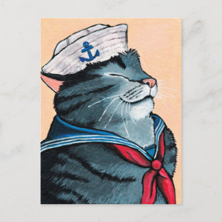 Färgning av sjömil Nautical Tabby katt Vykort
