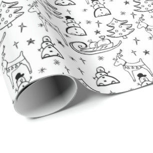 Färgning av snögubbe, renar, lera och Julgran Presentpapper