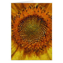 Färgning av solrosor och fet fet penseldrag hälsningskort