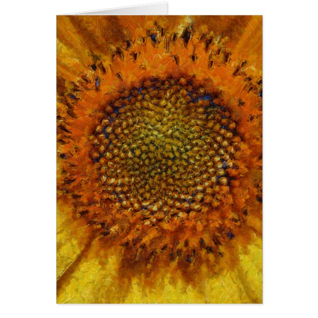 Färgning av solrosor och fet fet penseldrag hälsningskort (Framsidan)