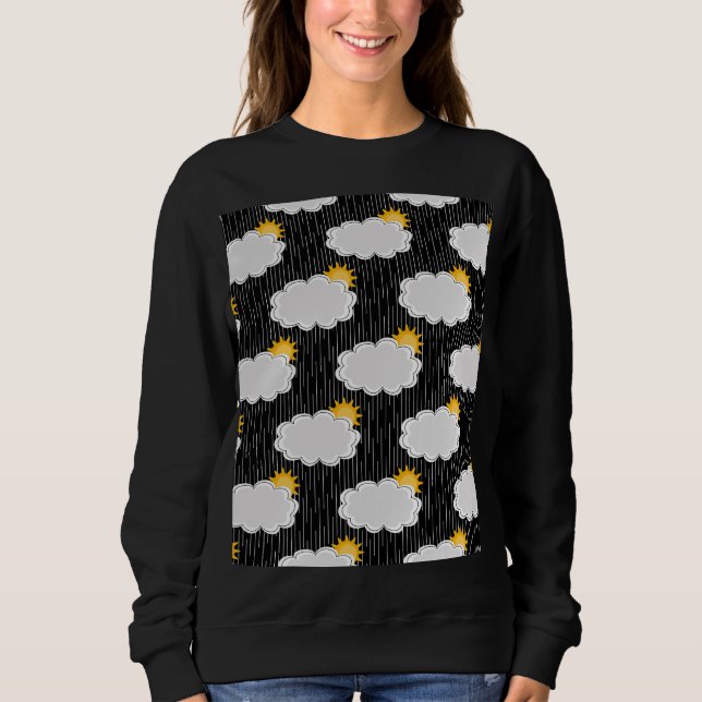 Färgning av solskensmoln Mönster Design Black T Shirt (Framsida)