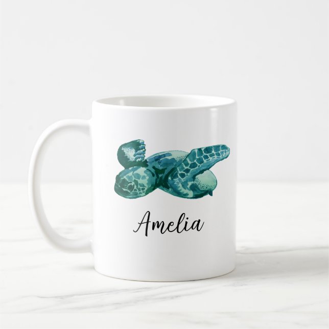Färgning av specialnamn för havssköldpaddor kaffemugg (Vänster)
