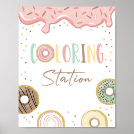 Färgning av Station Donut Rosa Girl Birthday Sign Poster