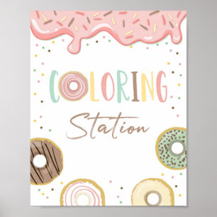 Färgning av Station Donut Rosa Girl Birthday Sign Poster