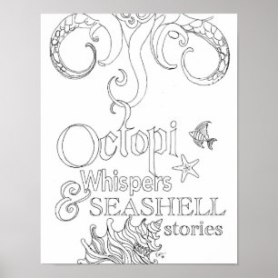 Färgning av stor Vuxen Sida Octopus Ocean Art Poster