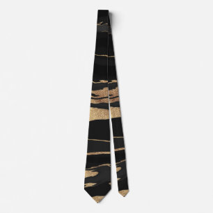 Färgning av svart Abstrakt i guld Slips