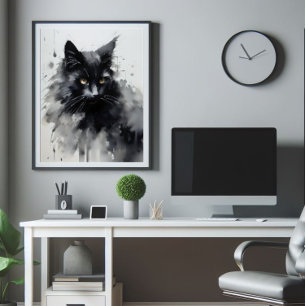 Färgning av svart katt Bläck Fototryck