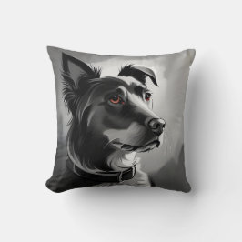Färgning av svart och Silver Hund Porträtt Kudde