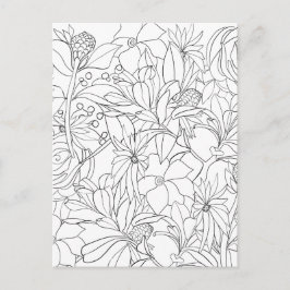 Färgning av svartvit blommigt vykort