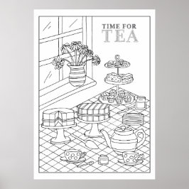 Färgning av Teatime Tea Party Quaint DIY Poster