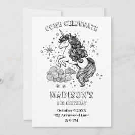 Färgning av Unicorn Barns födelsedag Party Personl Inbjudningar